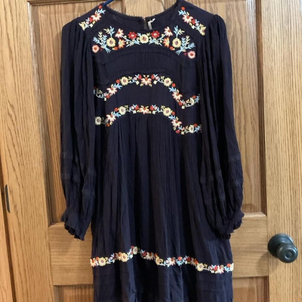 Free-people Women's Navy and Blue Dress
